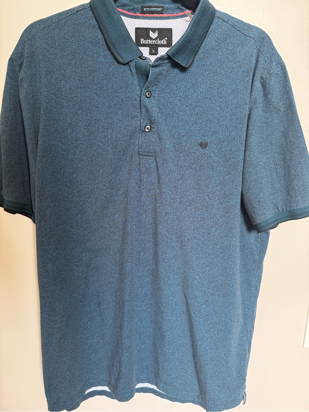Buttercloth Mens Blue Icy Cotton Golf Polo Shirt L